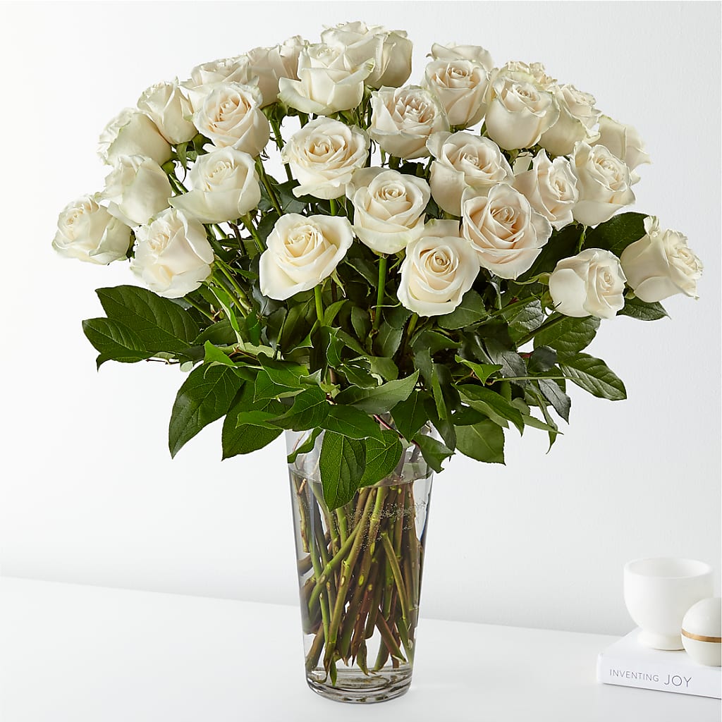 Long Stem White Rose Bouquet – Luxe Flowers Birmingham, Birmingham MI