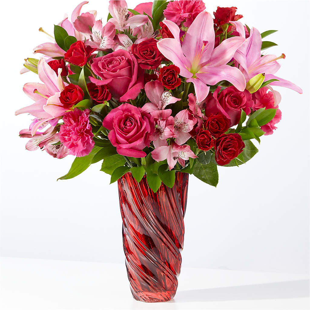 In Love Bouquet with Luxe Swirl Vase – Luxe Flowers Birmingham, Birmingham MI
