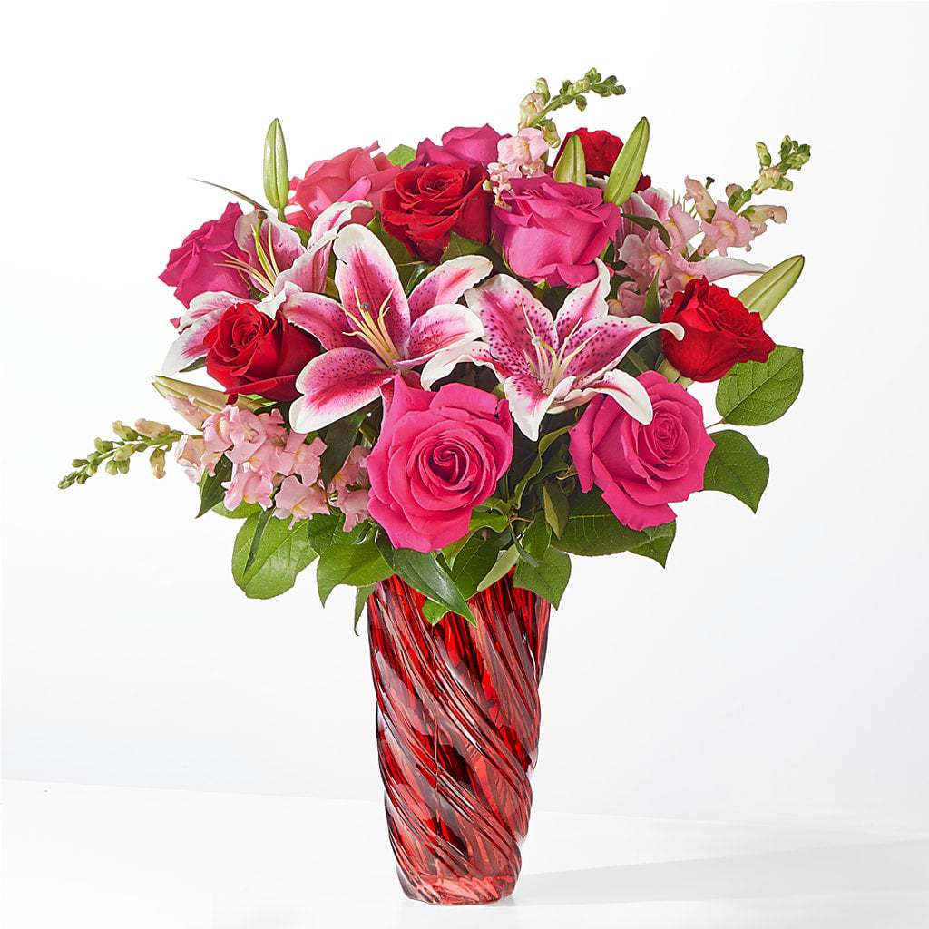 Always You Bouquet with Luxe Swirl Vase – Luxe Flowers Birmingham, Birmingham MI