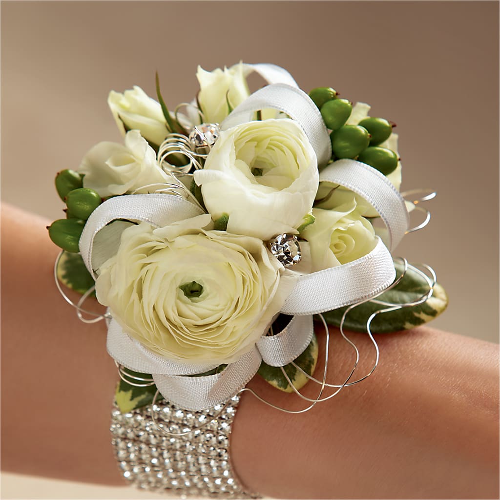 White Wedding Corsage – Luxe Flowers Birmingham, Birmingham MI