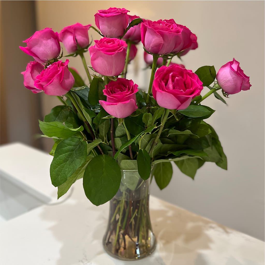 Long Stem Pink Rose Bouquet –  Luxe Flowers Birmingham, Birmingham MI