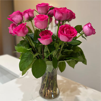 Long Stem Pink Rose Bouquet –  Luxe Flowers Birmingham, Birmingham MI