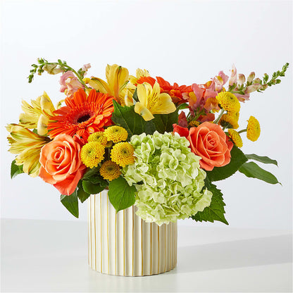Autumn Sunshine Bouquet with Ivory Vase –  Luxe Flowers Birmingham, Birmingham MI