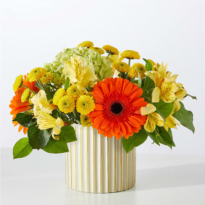 Autumn Sunshine Bouquet with Ivory Vase –  Luxe Flowers Birmingham, Birmingham MI