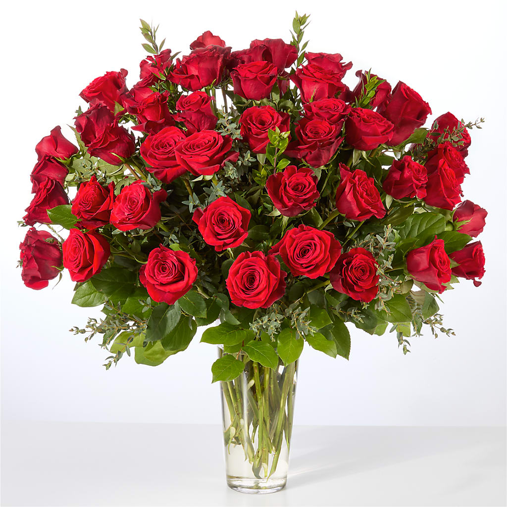 Forever Yours Fifty Stem Red Rose Bouquet –  Luxe Flowers Birmingham, Birmingham MI